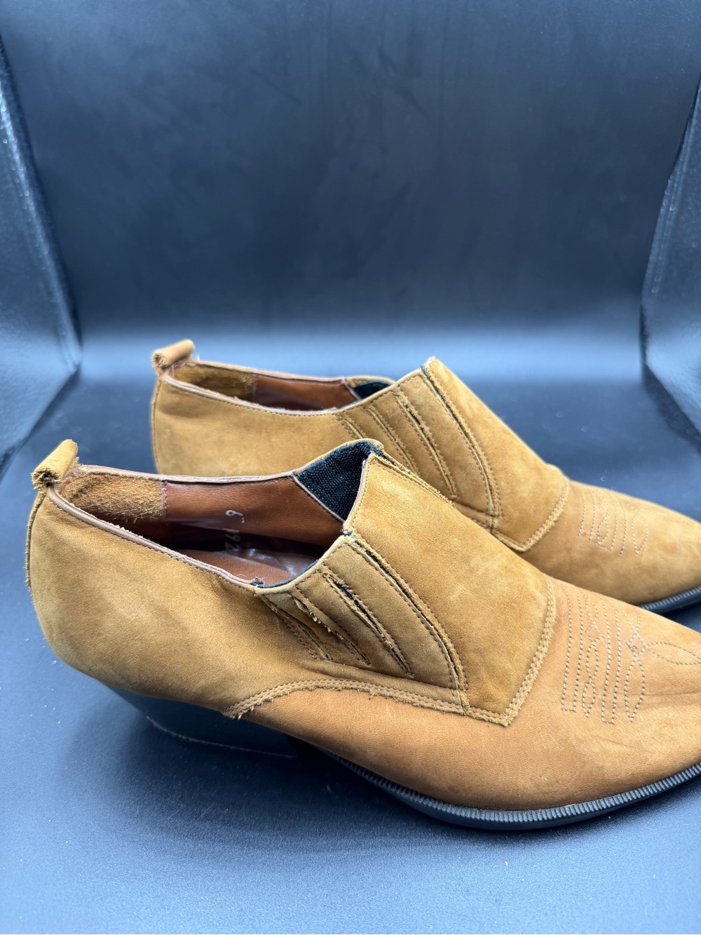 Maine Woods Men’s  Tan Suede Slip-On Dress Shoes
